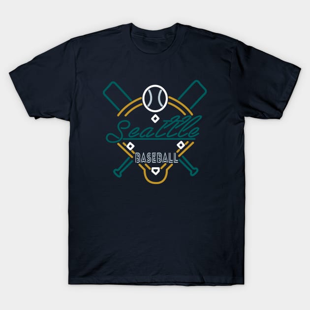 Neon Seattle Baseball T-Shirt by MulletHappens